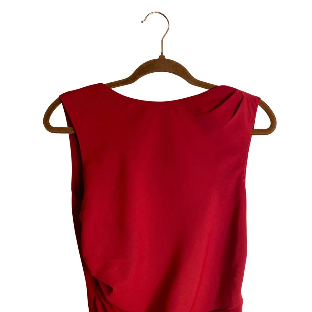 NWT Abercrombie & Fitch Red Backless Ruched Midi Dress Med Cocktail Formal Event